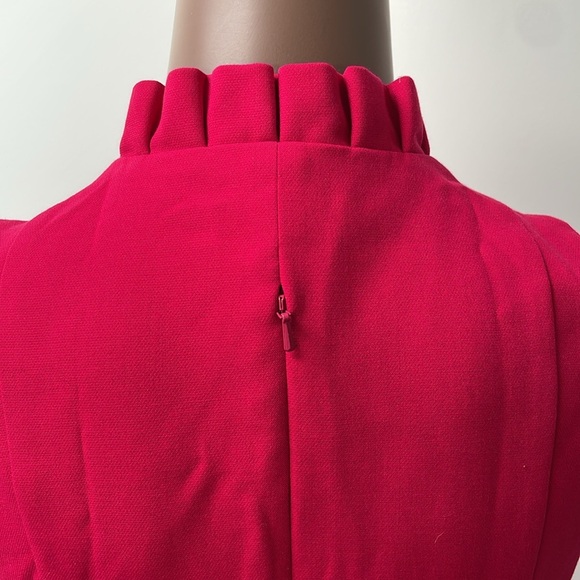 Black Halo Antoinette Fit & Flare Dress Snap Dragon Pink V Neck A-Line 8 - Picture 13 of 16